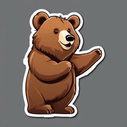 Bear Sticker - A brown bear standing on hind legs, ,vector color sticker art,minimal