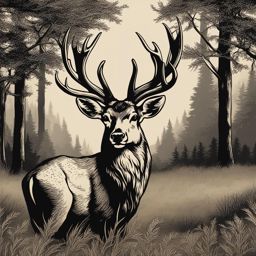 deer clipart - majestic deer with impressive antlers in the forest 