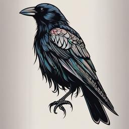 simple small crow tattoo  simple vector color tattoo