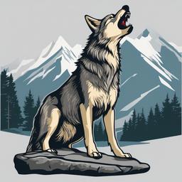 Wolf clipart - wolf standing on a rock  clipart