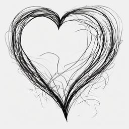 drawing of a broken heart  minimal rough sketch scribbles,doodles,black and white