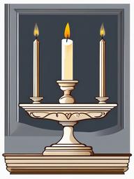 Candle clipart - Candle on a mantelpiece.  vector style illustration, white background