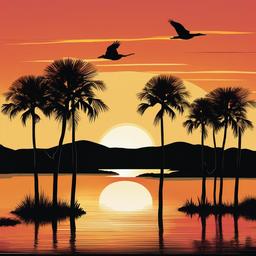 Everglades sunset vector art, minimalist design