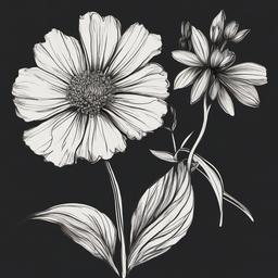 drawing of a wildflower  minimal rough sketch scribbles,doodles,black and white