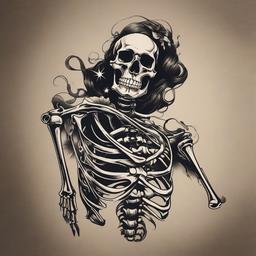 a tattoo design of a human skeleton dancing 