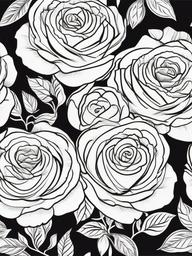 Floral Roses - Classic blooms with layered petals.  outling,coloring pages,black and white