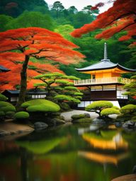 japanese zen temples, with tranquil gardens, grace the hills of kyoto, japan. 