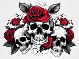 Skull tattoo rose, Artistic tattoos combining skulls with the beauty of roses. , color tattoo design, clean white background