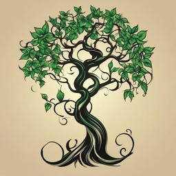 vine tree tattoo  simple vector color tattoo