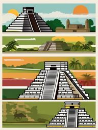 Chichen Itza clipart - Pre-Columbian archaeological site in Mexico, ,color clipart vector style