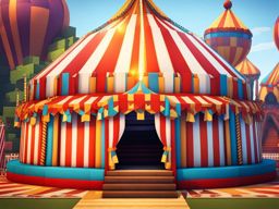 colorful circus tent with a thrilling big top performance - minecraft house ideas minecraft block style