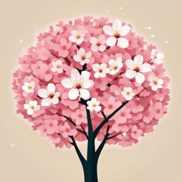 Cherry Tree in Spring Clipart - A cherry tree blooming with spring flowers.  color vector clipart, minimal style