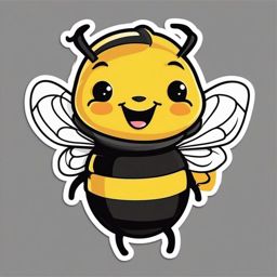 Happy Bumblebee sticker- Buzzing with Cuteness, , color sticker vector art