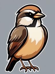 Sparrow cartoon - small, chirpy bird  cartoon sticker style