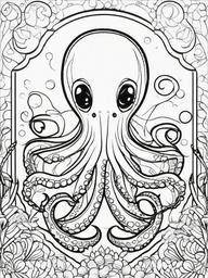 Sea Animal Coloring Pages - Friendly octopus with vibrant colors and patterns  simple coloring pages