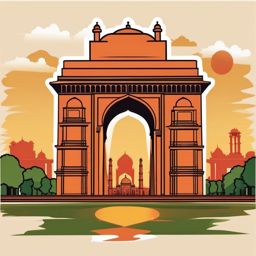 New Delhi clipart - India Gate and Jama Masjid in India,  color vector clipart