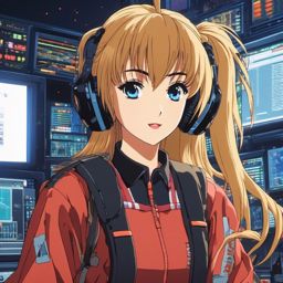 1990 Retro Anime Girl - Navigates high-tech academy, blending art and tech.  1990s anime style