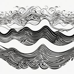 Wave Tattoo Tribal - Infuse tribal aesthetics with a captivating tattoo featuring tribal-inspired waves.  simple vector color tattoo,minimal,white background