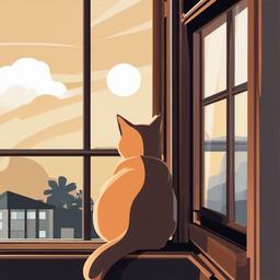 Cat clipart - cat looking out a window  