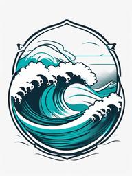 Basic Wave Tattoo - Keep it simple and charming with a basic yet impactful wave-themed tattoo.  simple vector color tattoo,minimal,white background