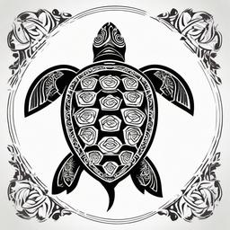 Tattoo Hawaiian Turtle - Symbolize longevity and protection with a Hawaiian-themed tattoo featuring a turtle.  simple vector color tattoo,minmal,white background