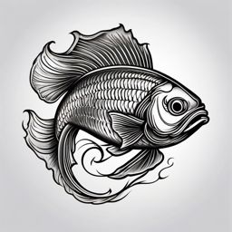 Traditional Fish Tattoo,a classic and timeless fish tattoo, symbolizing the enduring connection between humans and the sea. , color tattoo design, white clean background