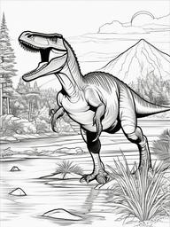 Dinosaur Coloring Pages - Suchomimus Hunting  simple coloring pages