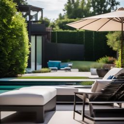 Sleek Backyard Oasis - Sleek backyard oasis with a modern swimming pool and sleek outdoor furniture. realistic, professional photography, bokeh, natural lighting, canon lens, shot on dslr 64 megapixels sharp focus