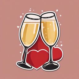 Champagne Toast to Love Emoji Sticker - Celebrating love with a clink, , sticker vector art, minimalist design