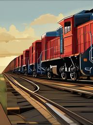 Train clipart - freight train loaded with cargo  