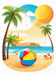 Beach ball in a summer fun scene clipart.  vector style illustration, white background