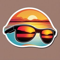 Sunglasses Reflection Sticker - Sunglasses with a reflected scene, ,vector color sticker art,minimal