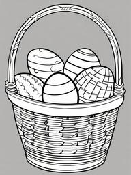 Easter Basket with Eggs Coloring Pages - Basket Filled with Bright Eggs  minimal black outline printable sheet, coloring page