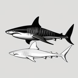 drawing of Striped shark  minimal rough sketch scribbles,doodles,black and white