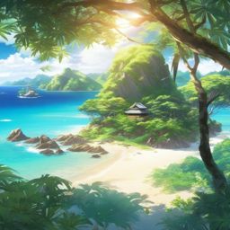 Secluded anime island paradise. anime, wallpaper, background, anime key visual, japanese manga