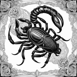 scorpion tattoo black and white design 