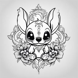 stitch tattoo black and white design 