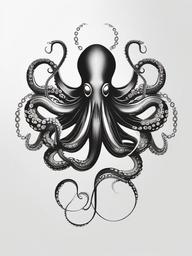 Octopus Tattoo - Symbol of intelligence, adaptability, and mystery  minimal tattoo design,white background