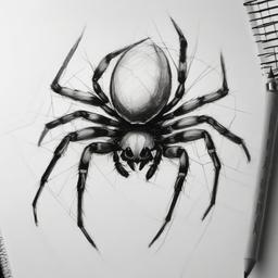 sketch of a spider  minimal rough sketch scribbles,doodles,black and white