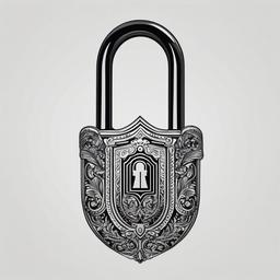 padlock tattoo  simple color tattoo,minimalist,white background