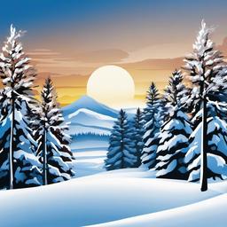 Flag clipart - flag in a winter scene  clipart