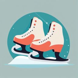 Ice Skates Clipart - A pair of ice skates on the ice rink.  color vector clipart, minimal style