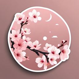 Cherry Blossom Sticker - Celebrate the fleeting beauty of cherry blossoms with this delicate sticker, , sticker vector art, minimalist design