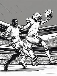 Football clipart - game in a stadium  minimal rough sketch scribbles,doodles,black and white