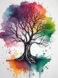 tree watercolor tattoo  simple vector color tattoo