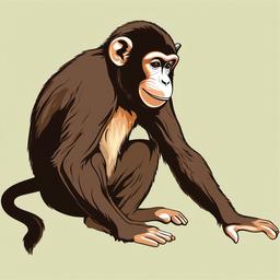 Monkey clipart - monkey in a playful pose  