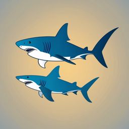 Shark Clipart - Shark swimming in the deep blue sea , minimal, 2d