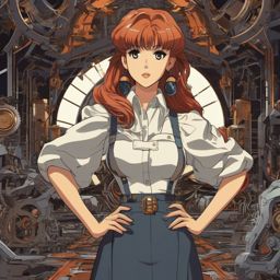 1990 Retro Anime Girl - Quest to unravel secrets in a mechanical beast graveyard.  clipart style