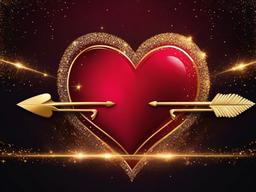 Valentine's Day background - Cupid's arrow through a heart with golden sparkles  aesthetic background wallpaper