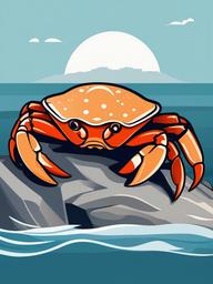 Crab clipart - crab hiding under a rock in the ocean  color,minimalist,vector clipart